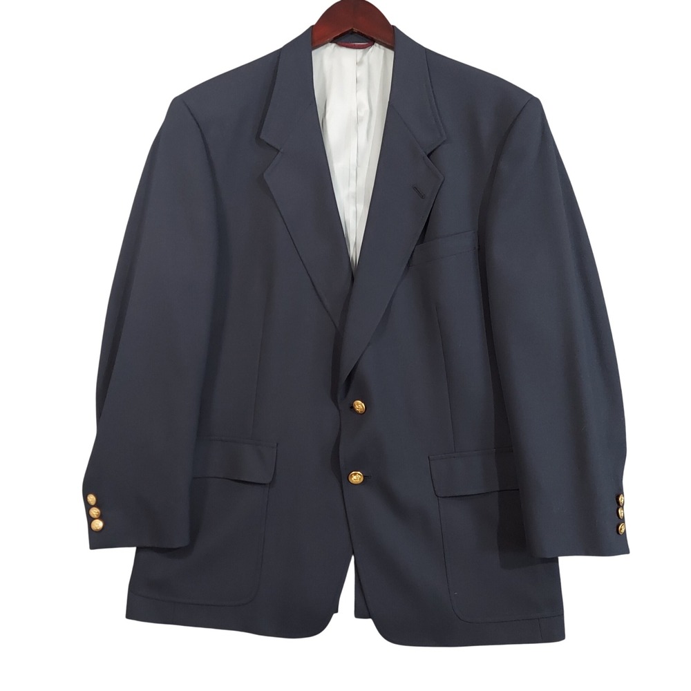 Vintage Jack Nicklaus Blazer Mens 43R Navy Blue Gold Crest Button Union Made USA